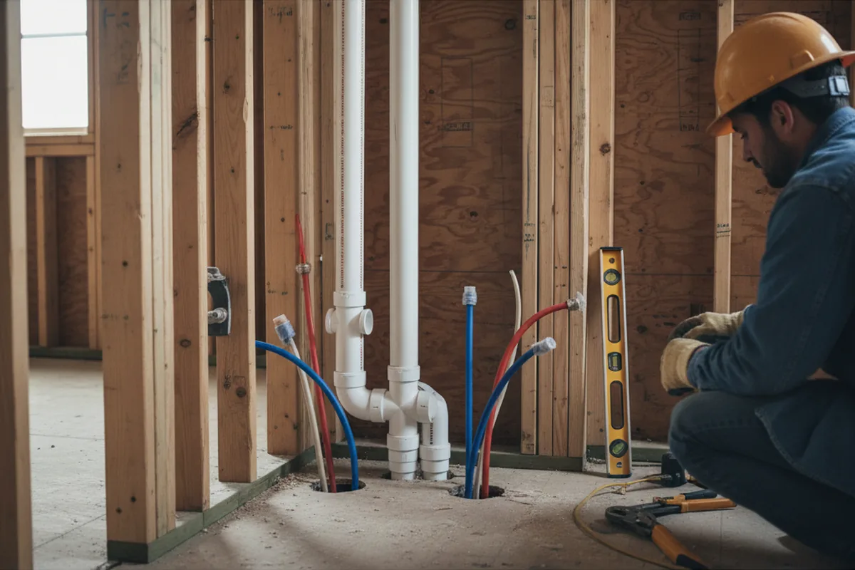 Drain and supply rough-in during Toilet Repair and Installation in Havertown