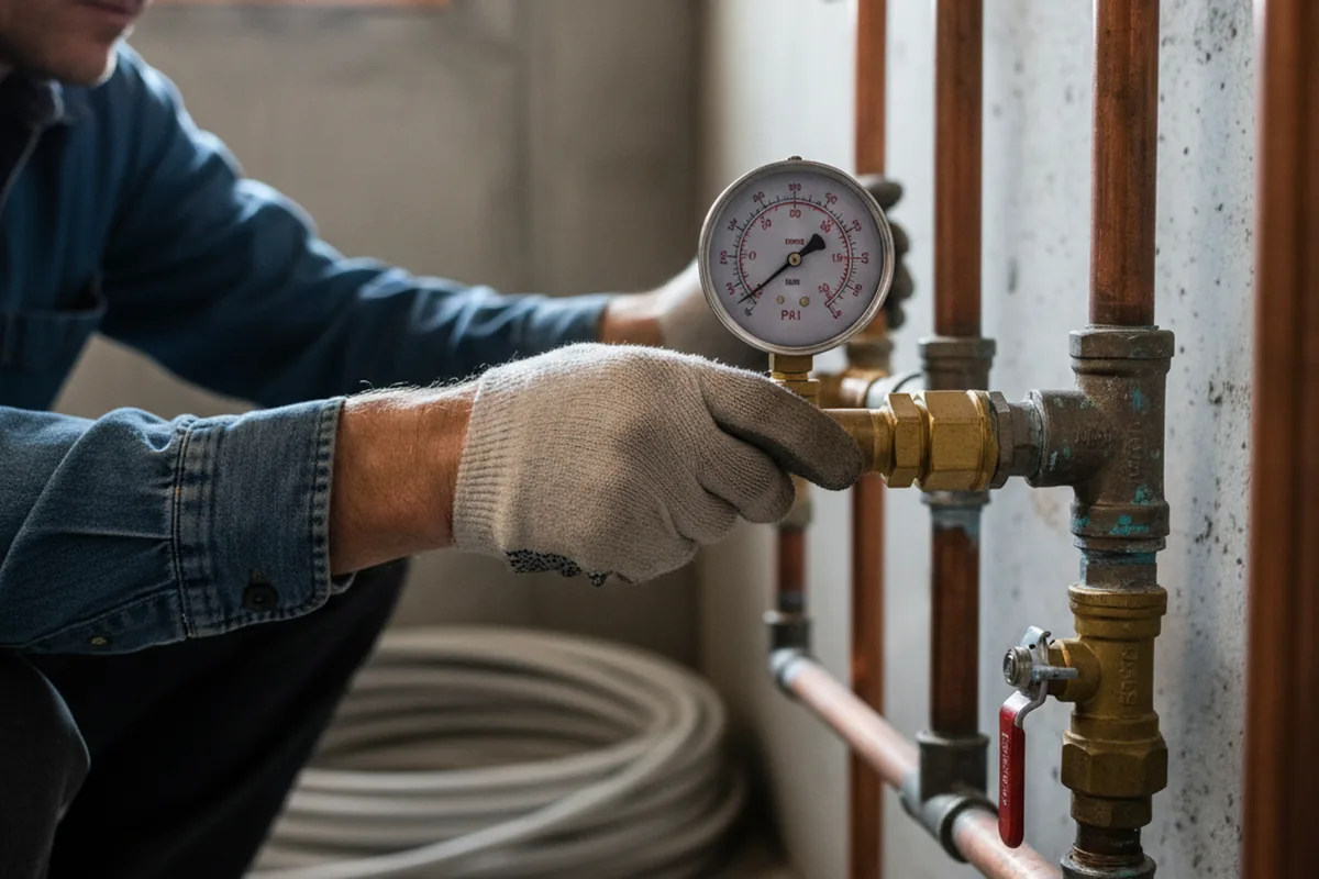 Pressure testing a repaired line during Water Line Repair in Havertown